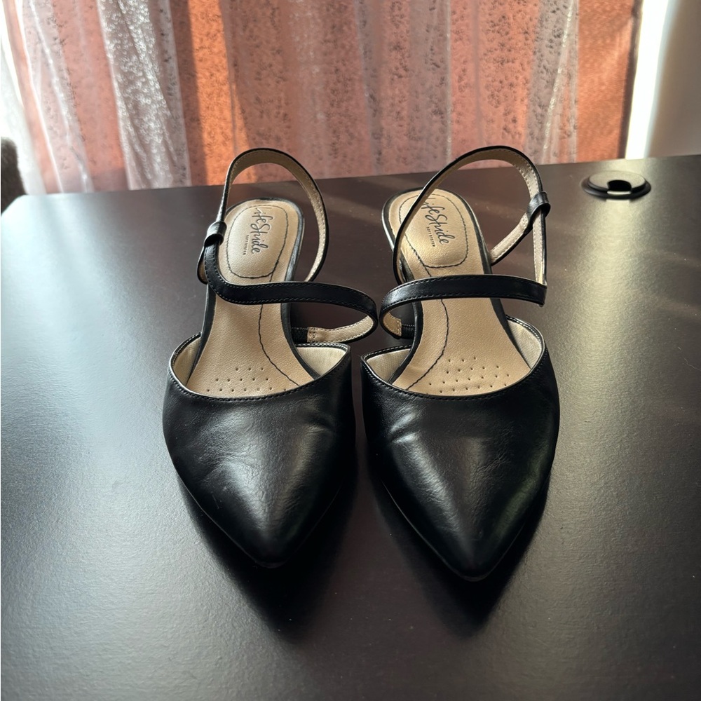 Life Stride Black Strappy Heels